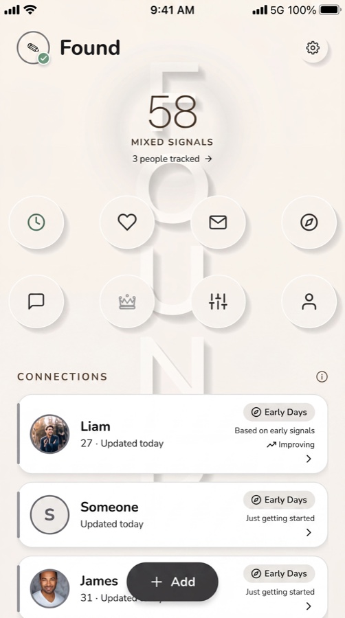 Found home screen with your connections